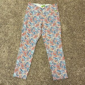 Swing Control Paisley Print Golf Pants Ankle Cropped Colorful Size 12‎